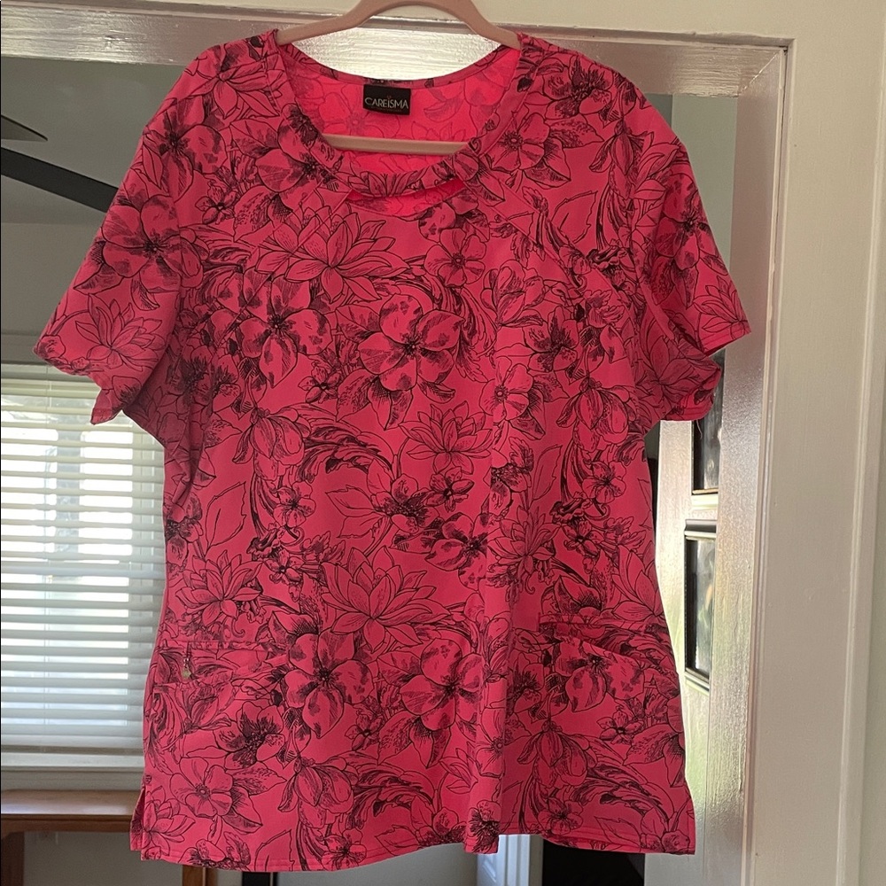 Caribbean Joe Women's Vibrant Pink Floral Short Sleeve Tee